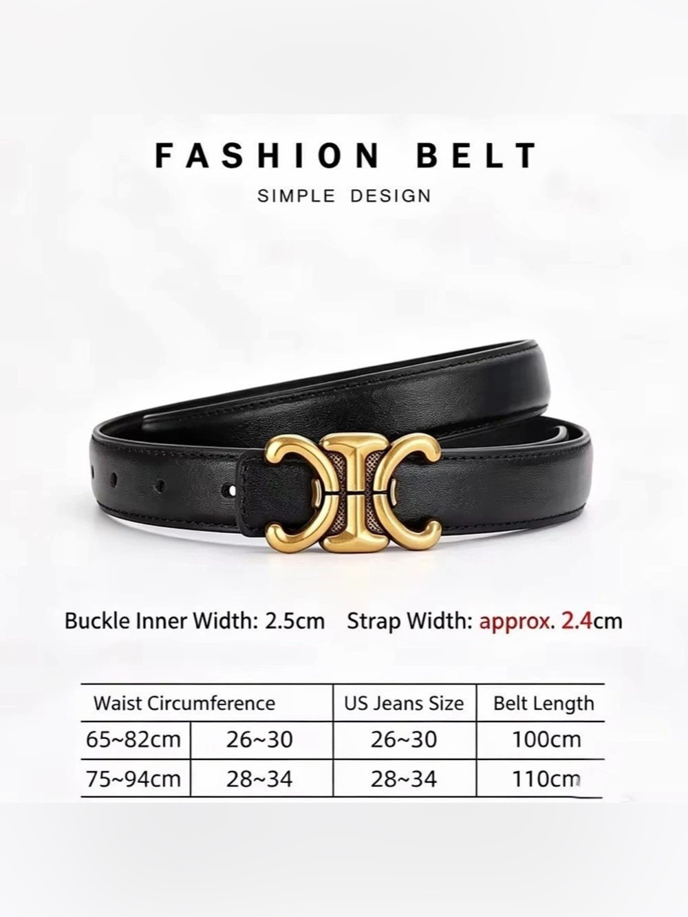Designer inspired Black & Gold Buckle Belt